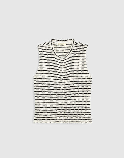 IVORY AND BLACK TUCK STITCH