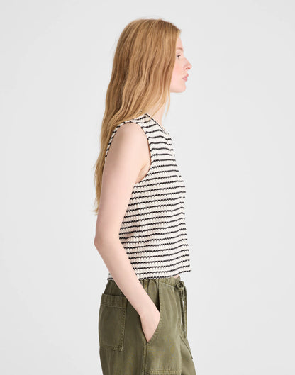 IVORY AND BLACK TUCK STITCH
