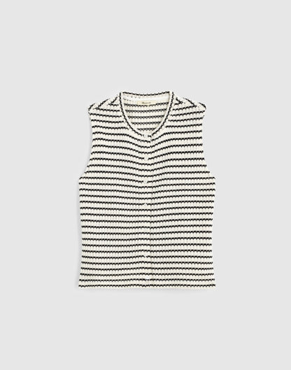 IVORY AND BLACK TUCK STITCH