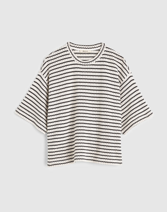 IVORY AND BLACK TUCK STITCH