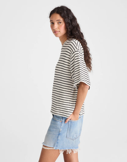 IVORY AND BLACK TUCK STITCH