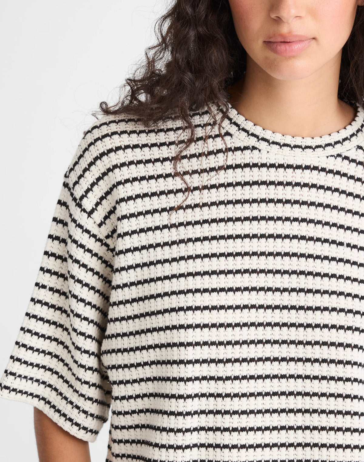 IVORY AND BLACK TUCK STITCH