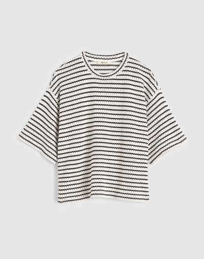 IVORY AND BLACK TUCK STITCH