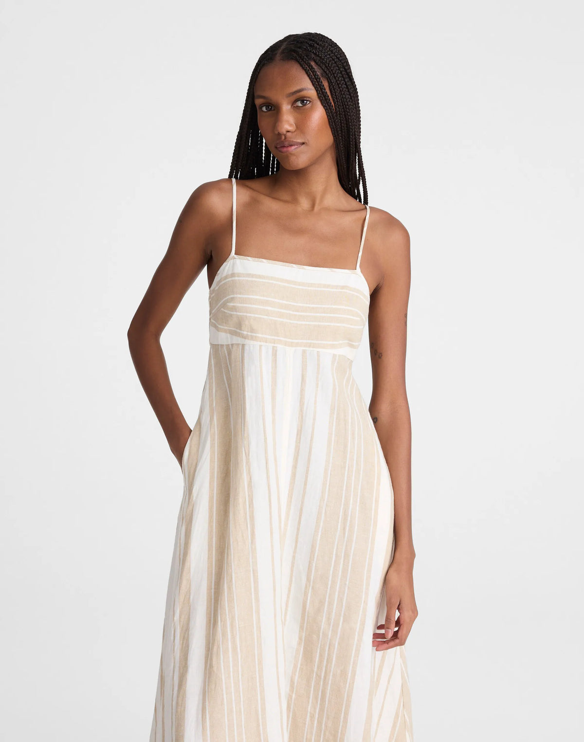 KHAKI WHITE STRIPE