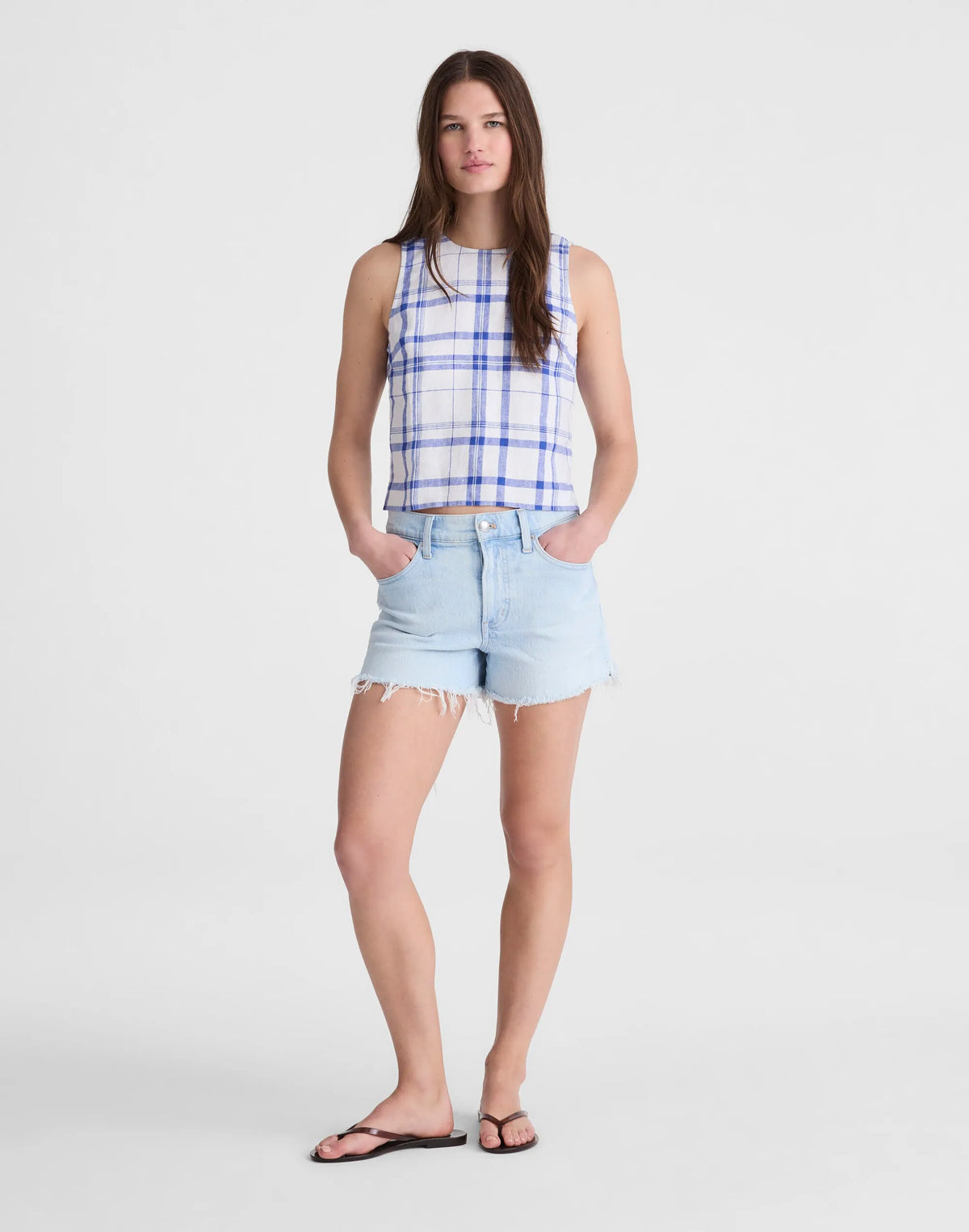 OVERSIZED BLUE WHITE PLAID
