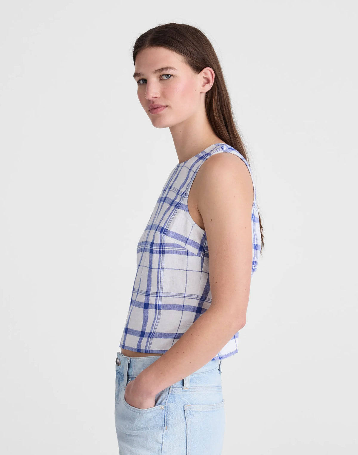 OVERSIZED BLUE WHITE PLAID