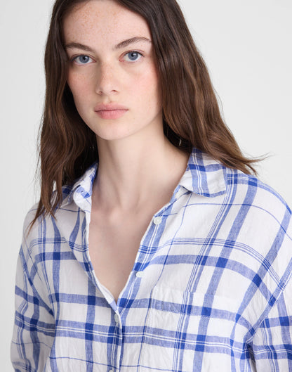 OVERSIZED BLUE WHITE PLAID