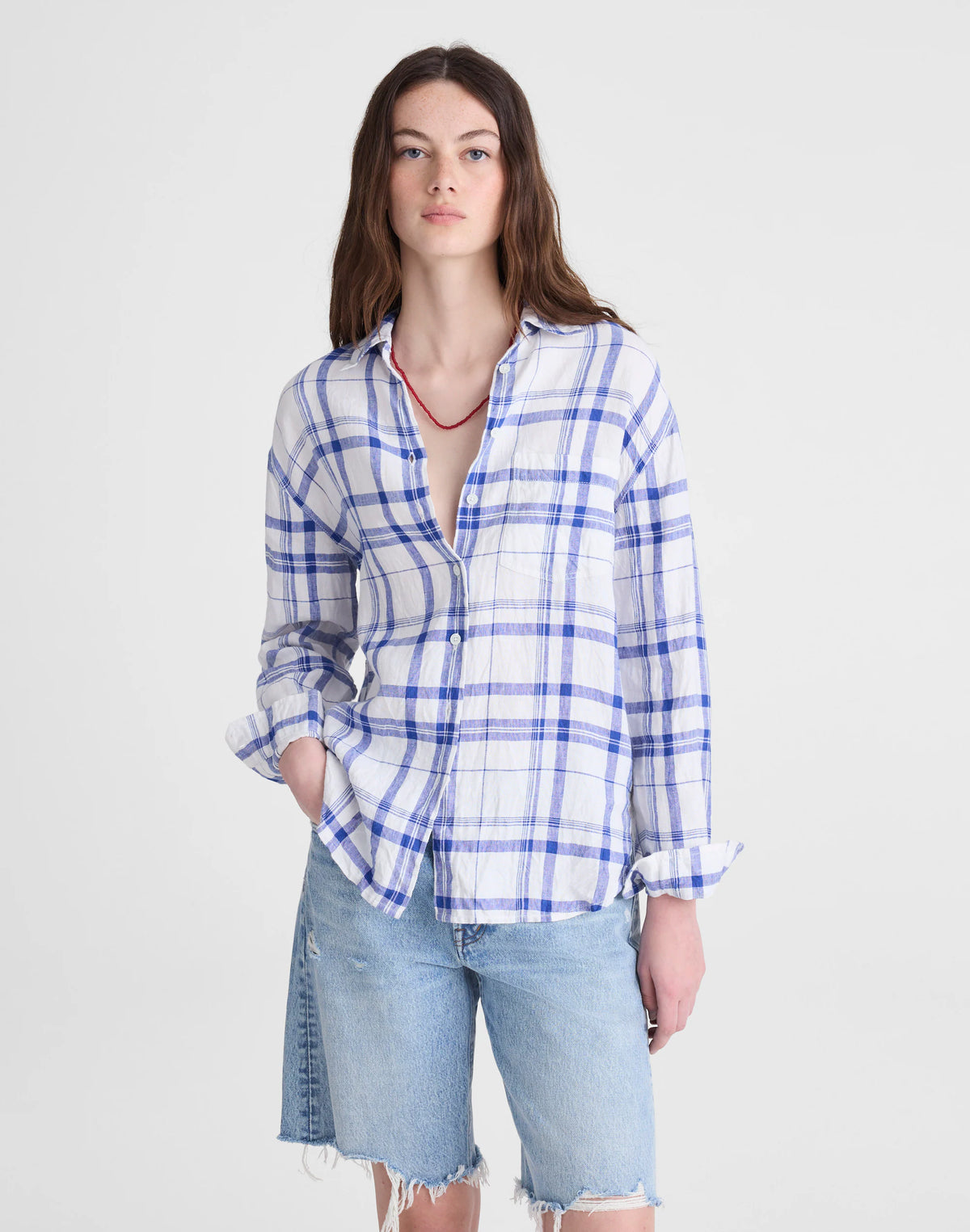 OVERSIZED BLUE WHITE PLAID