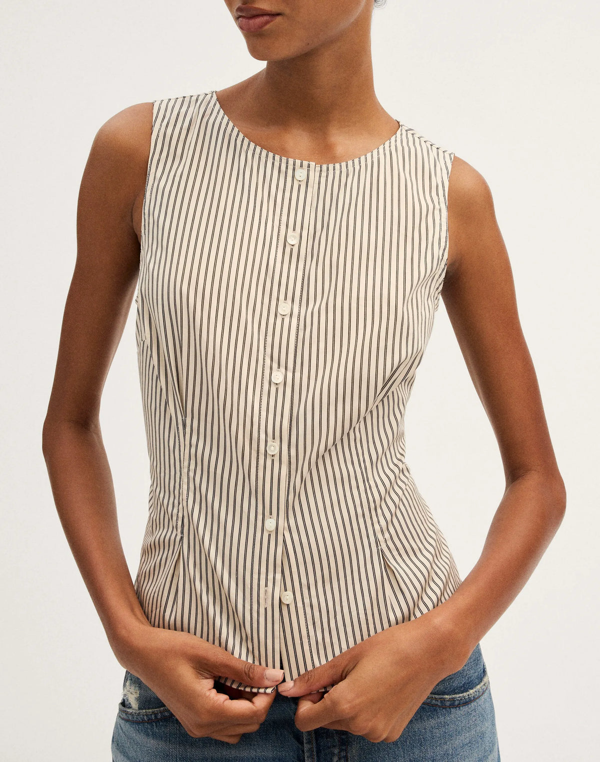 WHITE NAVY TWIN STRIPE