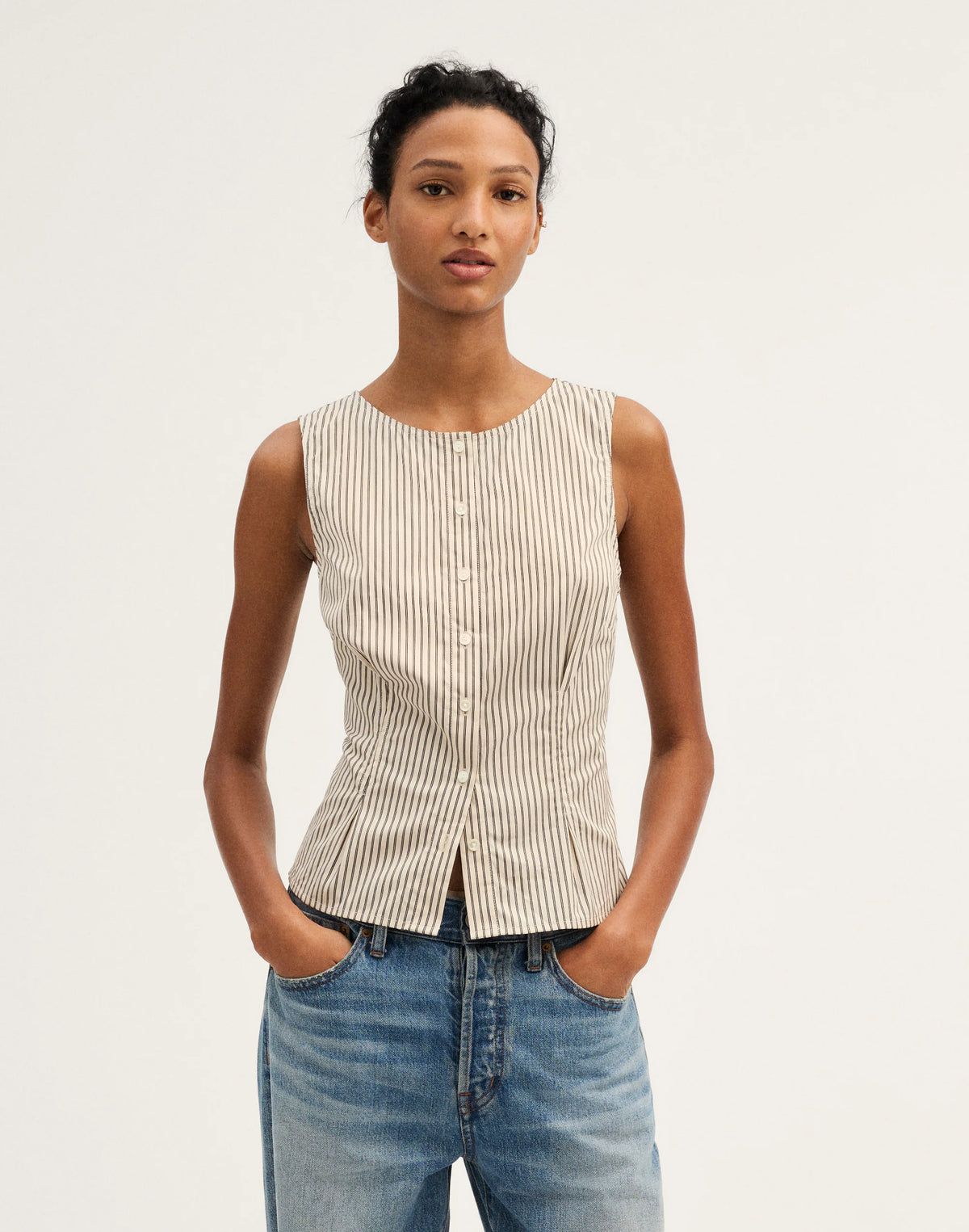 WHITE NAVY TWIN STRIPE