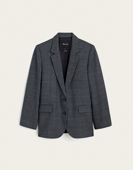 GREY PLAID BLUE STRIPE