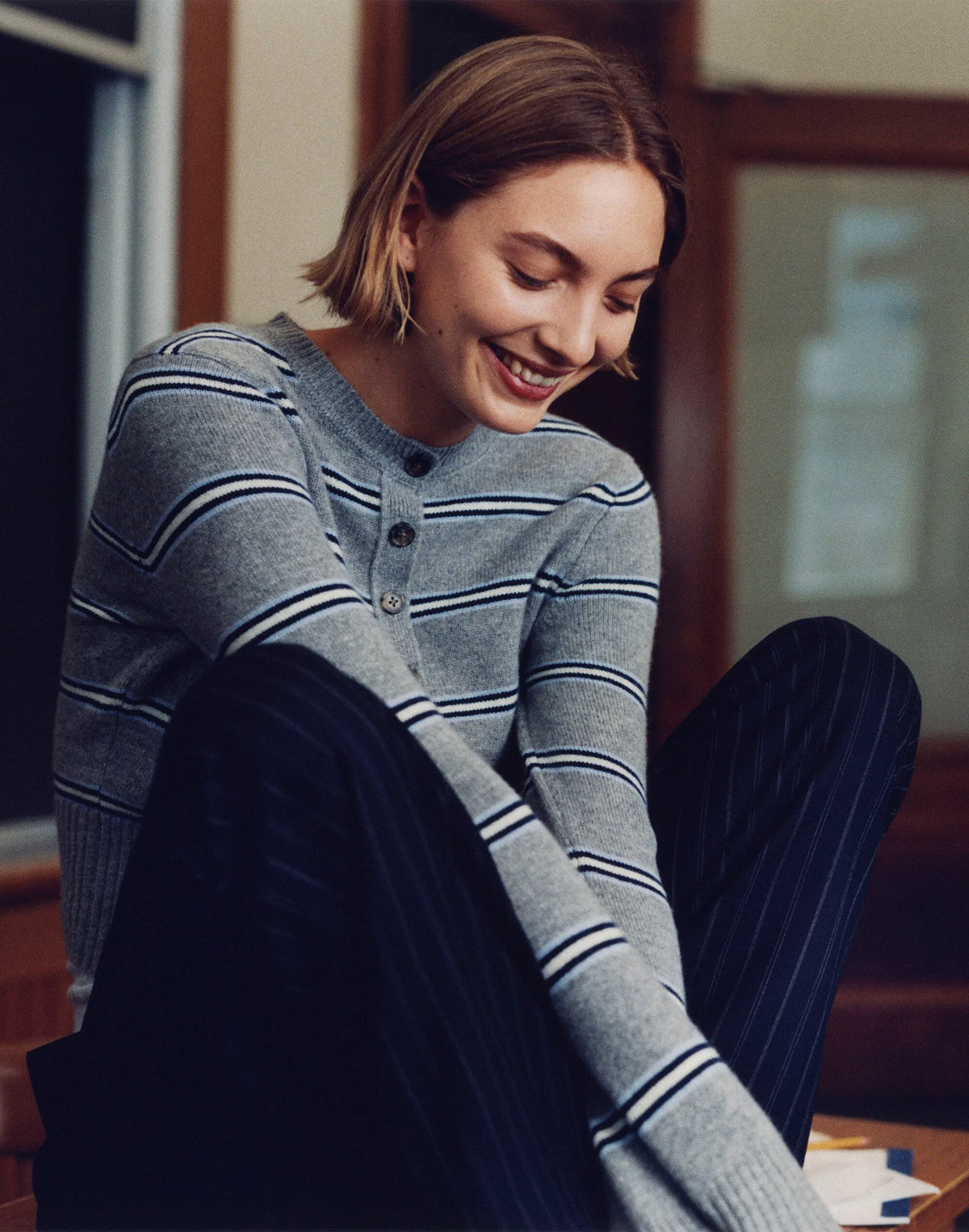 LIGHT HTHR GREY MULTI STRIPE